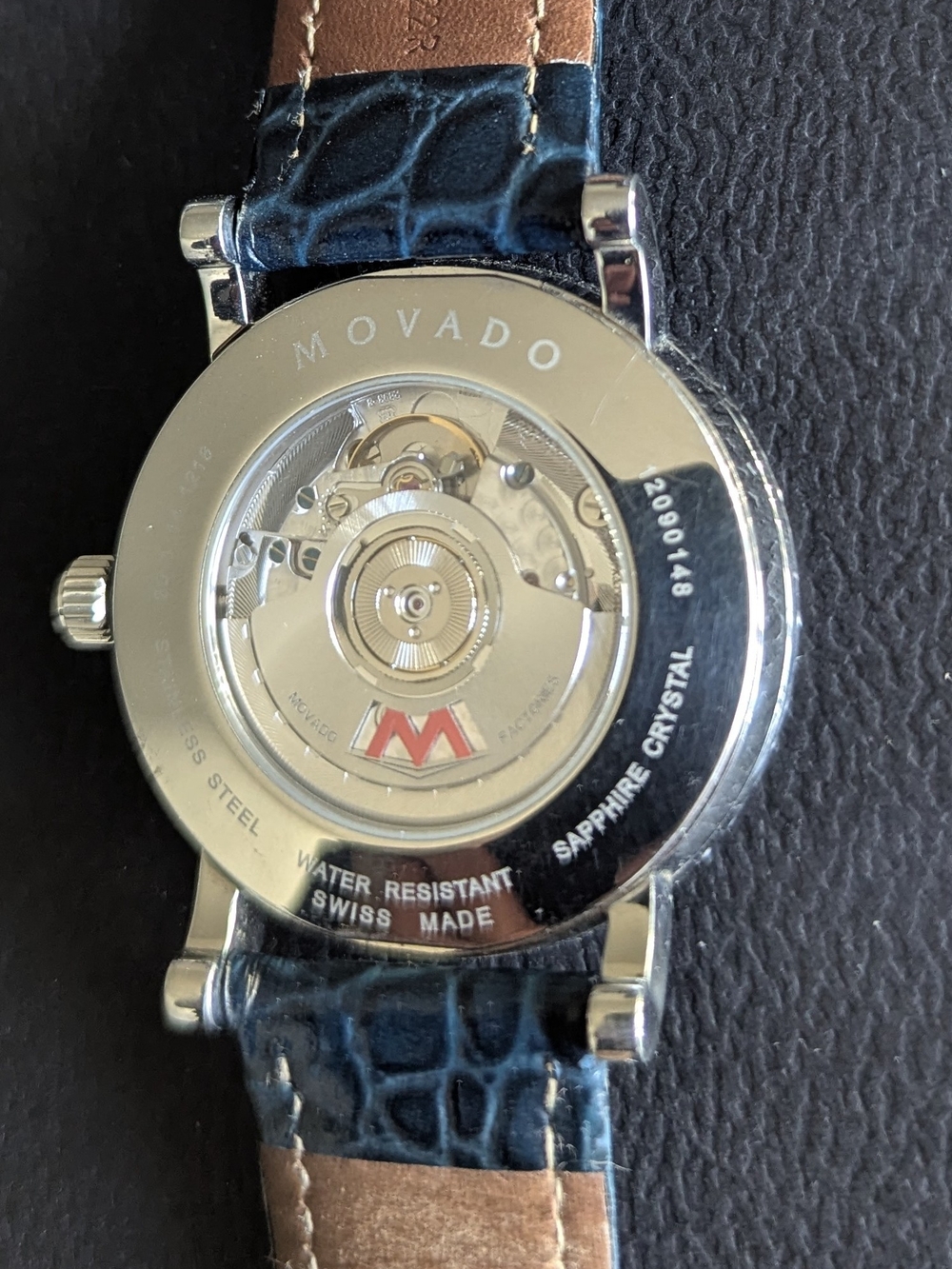 Movado Black Dial Diamond Bezel Watch with Black Strap - Picture 11 of 14